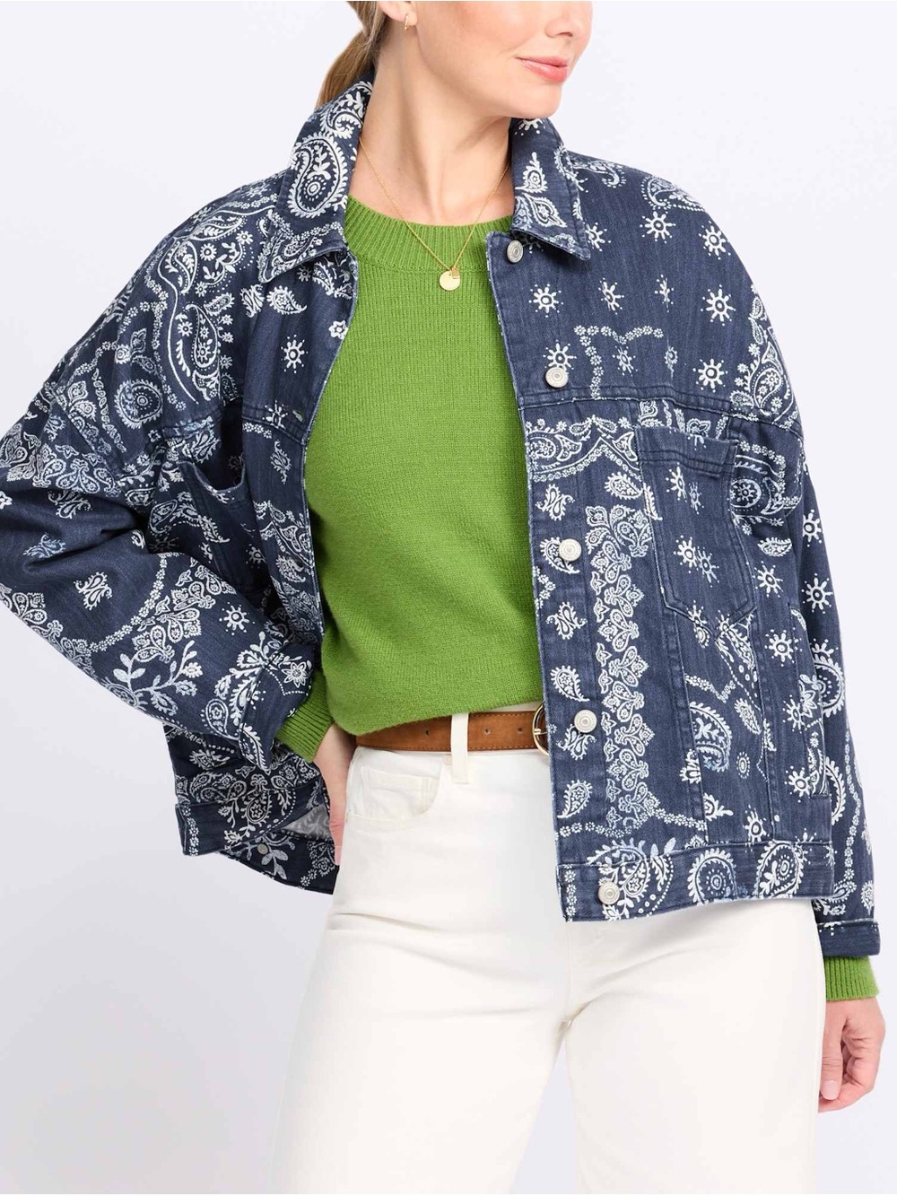 We The Free Opal Swing Bandana Printed Denim Jacket
